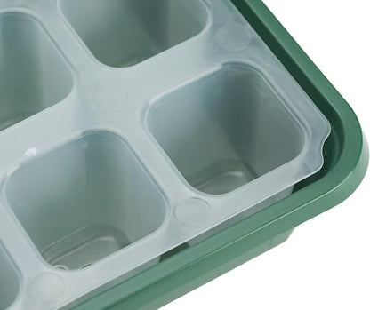 صنيه, بذور للشتلات من 1 قطع (12 خلية في كل صينية) مع اغطية قبة قابلة للتعديل وقاعدة بالاضافة الى بطاقات نباتية، مجموعة ادوات يدوية، أخضر