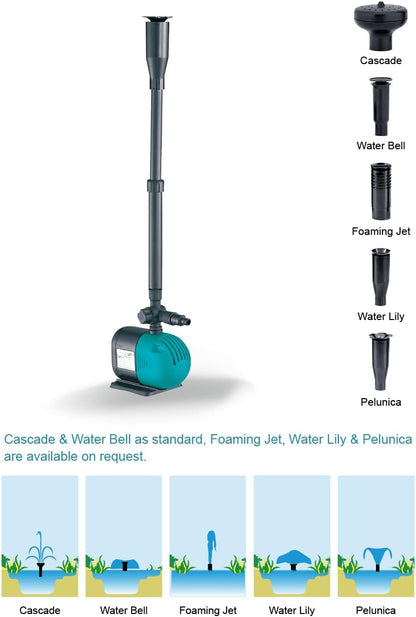 نافورة مضخة، Xkf-55p، 55 واط، راس 2.3 متر، تدفق 2300 لتر/ساعة، نافورة يمكنك تركيبها بنفسك للبرك الصغيرة وحمام السباحة وحمام الطيور والحوض