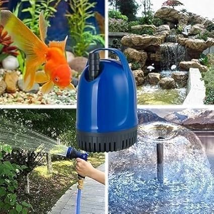 Submersible water pump, 2500 liters/hour, 180W motor, 2.8m lifting height, blue