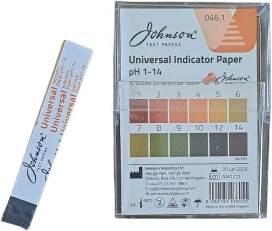 Johnson ,pH, Test, Paper, 1-14 Scale, 10 Strips, for Measuring Acidity and Alkalinity, Laboratory Use