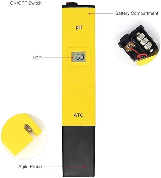 Imported, digital pH, meter for water testing, scale with calibration accessories, yellow