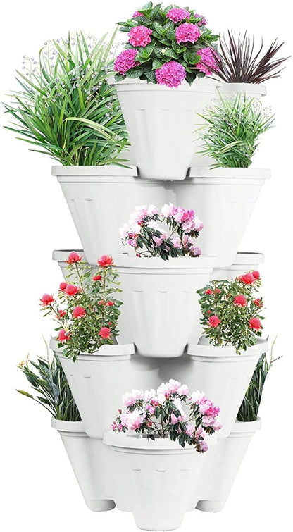 Large Vertical, Garden, Growing Tower - Multi-Tier Plastic Strawberry Growing Pot