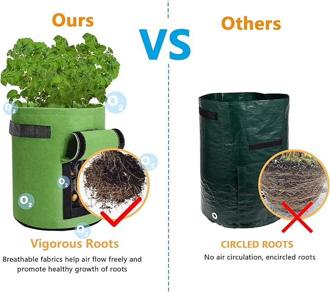38L Potato, Growing, Bags, High-Quality Breathable Non-Woven Fabric Vegetable 2-Piece Set