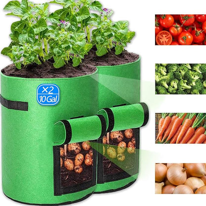 38L Potato, Growing, Bags, High-Quality Breathable Non-Woven Fabric Vegetable 2-Piece Set