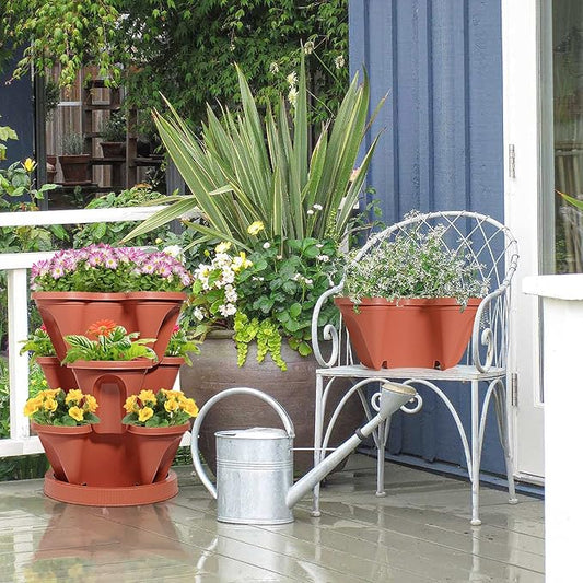 Large Vertical, Garden, Growing Tower - Multi-Tier Plastic Strawberry Growing Pot