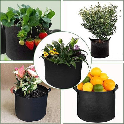 Non-woven fabric plant bags with carrying handles, 3-gallon, bags,and vegetables, 22cm diameter x 25cm height, 3-pack