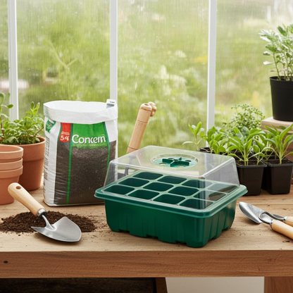 2-piece seedling starter tray with 24 cells and a humidity dome, greenhouse, germination kit for plants, and vegetables,