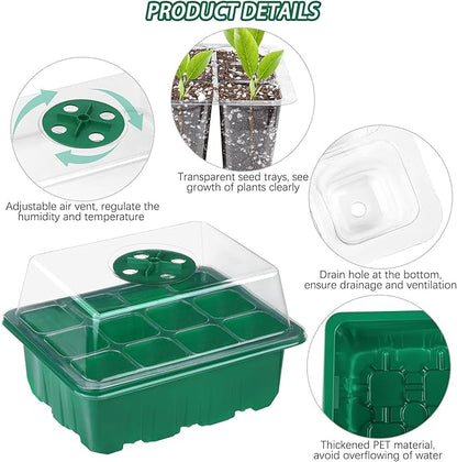 2-piece seedling starter tray with 24 cells and a humidity dome, greenhouse, germination kit for plants, and vegetables,