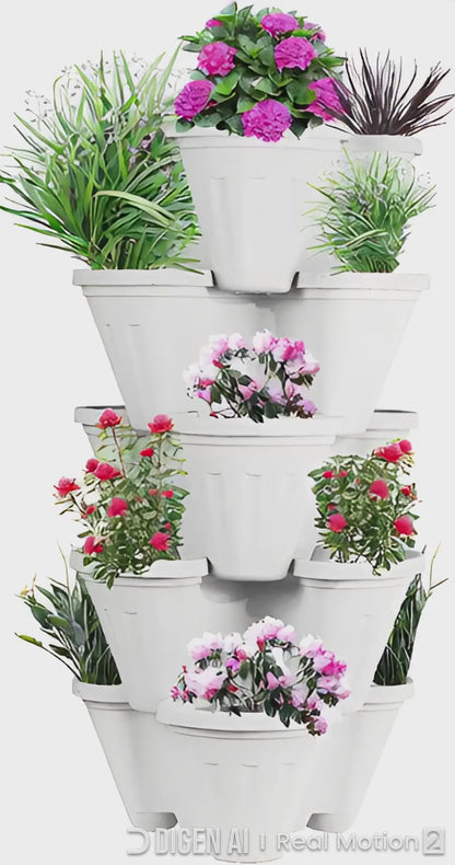 Large Vertical, Garden, Growing Tower - Multi-Tier Plastic Strawberry Growing Pot