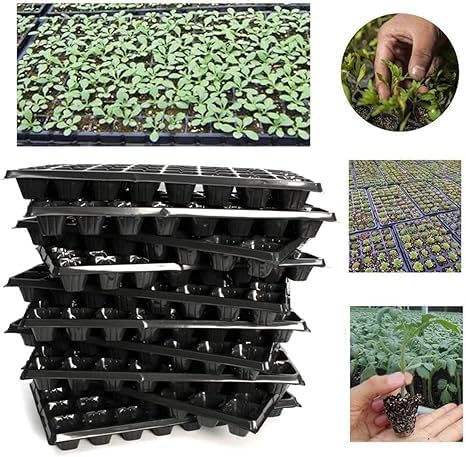 seedling, trays, for seedlings and gardens with plastic, drainage holes. for plant growth; garden pot and hydroponic greenhouse for growing - 5 pieces